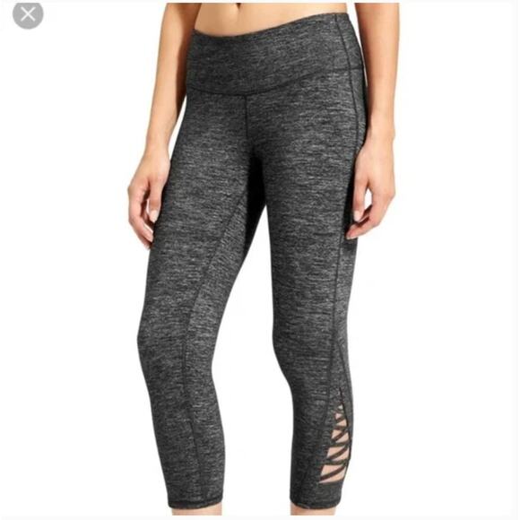 Athleta Quest Criss Cross‎ Grey Marl Chaturanga Capri Small - Picture 2 of 8